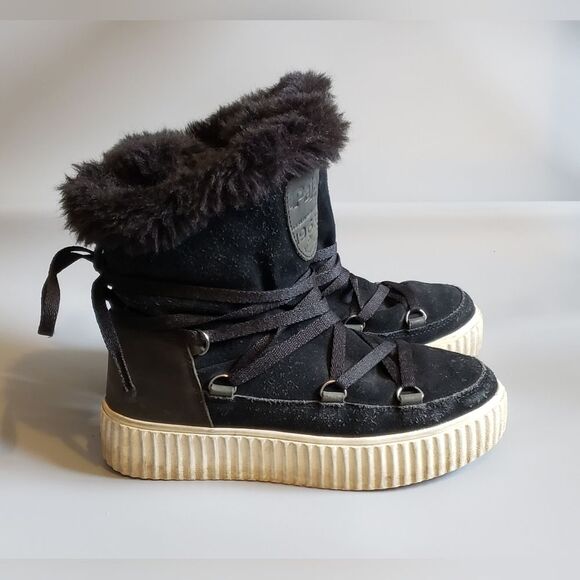 Pajar Women's Short Black Leather Winter Boots Size 37 - Picture 1 of 14